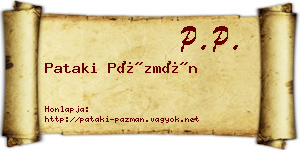 Pataki Pázmán névjegykártya